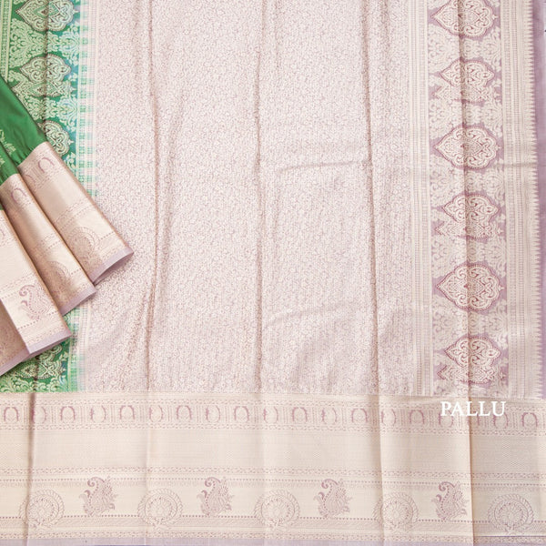 Semi Silk Green Zari Worked Saree 02