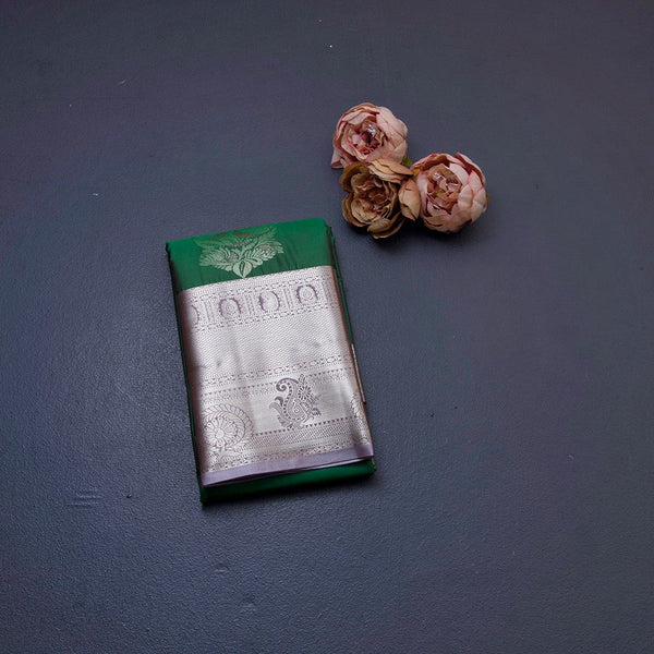 Semi Silk Green Zari Worked Saree 02