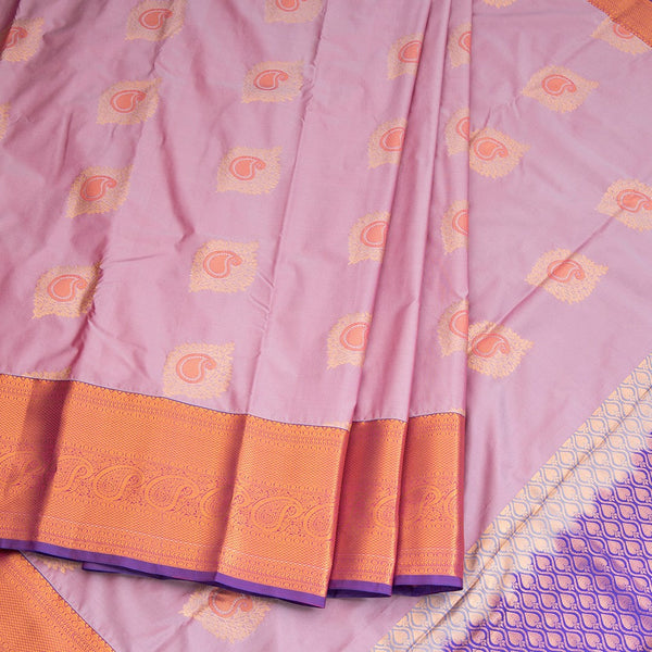 Semi Silk Onion Pink Zari Worked Saree