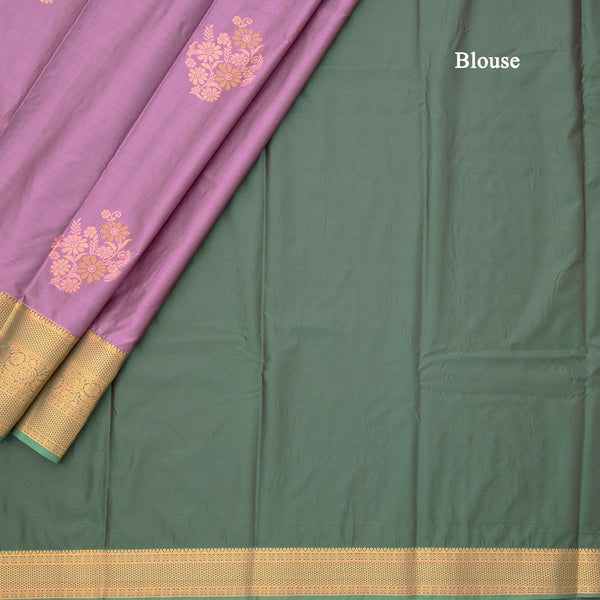 Semi Silk Plum Purple Zari Worked Saree