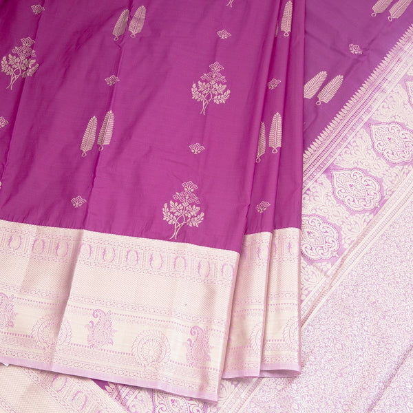 Semi Silk Magenta Purple Zari Worked Saree