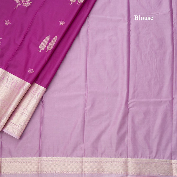 Semi Silk Magenta Purple Zari Worked Saree