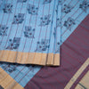 Poly Cotton Light Blue Printed Saree