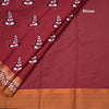 Poly Cotton Maroon Printed Saree 02