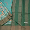 Pure Tussar Turquoise Printed Saree With Forest Design
