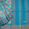 Pure Tussar Blue Leaf Printed Saree 02