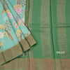 Pure Tussar Mint Green Printed Saree Peacock With Floral Design