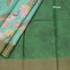 Pure Tussar Mint Green Printed Saree Peacock With Floral Design
