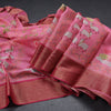 Pure Tussar Rose Pink Printed Saree Animal With Floral Design