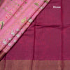 Pure Tussar Rose Pink Printed Saree Animal With Floral Design