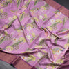 Pure Tussar Lavender Printed Saree Peacock With Floral Design