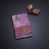 Pure Tussar Lavender Printed Saree Peacock With Floral Design