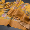 Pure Tussar Mango Yellow Printed Saree Peacock With Floral Design