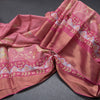 Pure Tussar Rose Pink Floral Printed Saree
