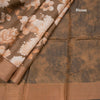 Pure Tussar Cinnamon Brown Floral Printed Saree 02