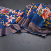 Pure Tussar Dark Blue Floral Printed Saree