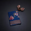 Pure Tussar Dark Blue Floral Printed Saree