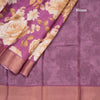 Pure Tussar Magenta Purple Floral Printed Saree