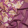 Pure Tussar Magenta Purple Floral Printed Saree