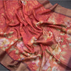 Pure Tussar Red Floral Printed Saree 02