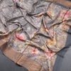 Pure Tussar Grey Floral Printed Saree 02