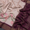 Pure Tussar Light Brown Floral Printed Saree 03