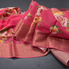 Pure Tussar Rose Pink Floral Printed Saree 02