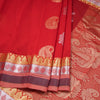 Silk Cotton Red Zari Worked Saree 03