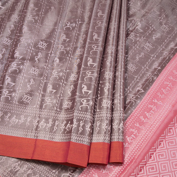 Silk Cotton Tissue Chocalate Brown Saree