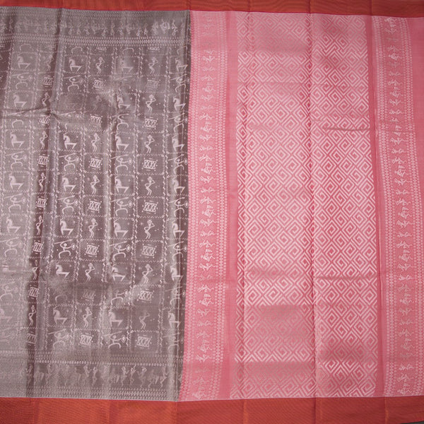 Silk Cotton Tissue Chocalate Brown Saree