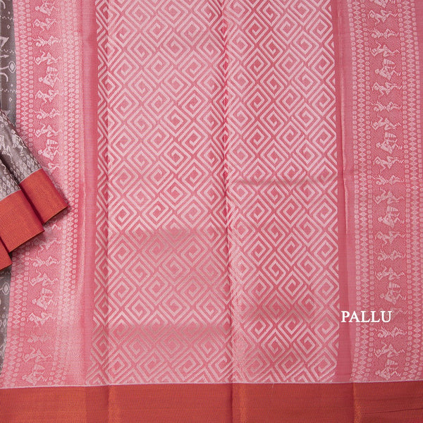 Silk Cotton Tissue Chocalate Brown Saree