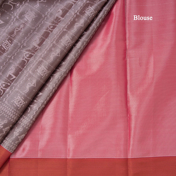 Silk Cotton Tissue Chocalate Brown Saree