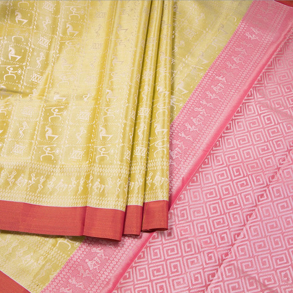 Silk Cotton Tissue Olive Green Saree
