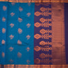 Silk Cotton Peacock Blue Zari Worked Saree 06