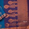 Silk Cotton Peacock Blue Zari Worked Saree 06