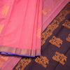 Silk Cotton Rose Pink Zari Worked Saree 05