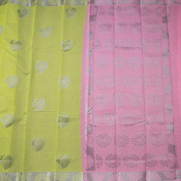 Silk Cotton Light Green Zari Worked Saree 02