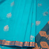 Silk Cotton Sky Blue Zari Worked Saree 04
