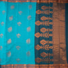 Silk Cotton Sky Blue Zari Worked Saree 04