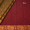 Silk Cotton Golden Brown Zari Worked Saree 03