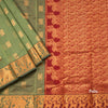Silk Cotton Light Olive Green Zari Worked Saree