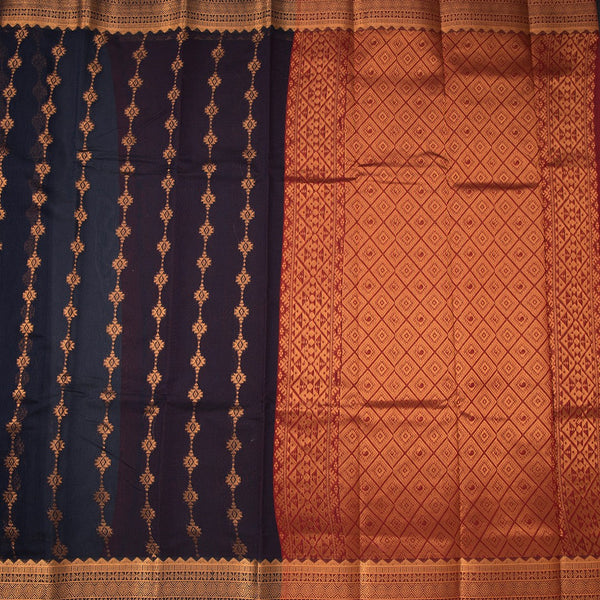 Silk Cotton Black Zari Worked Saree 08