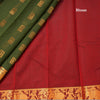 Silk Cotton Dark Olive Green Zari Worked Saree