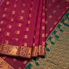Silk Cotton Ruby Pink Zari Worked Saree