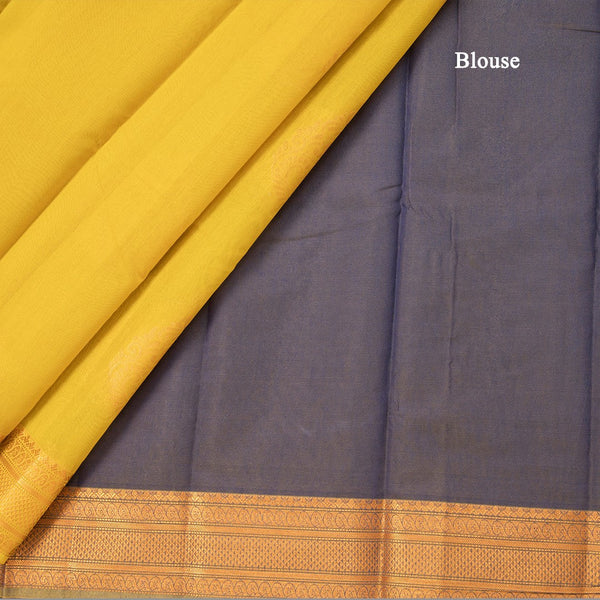 Silk Cotton Mustard Yellow Zari Worked Saree