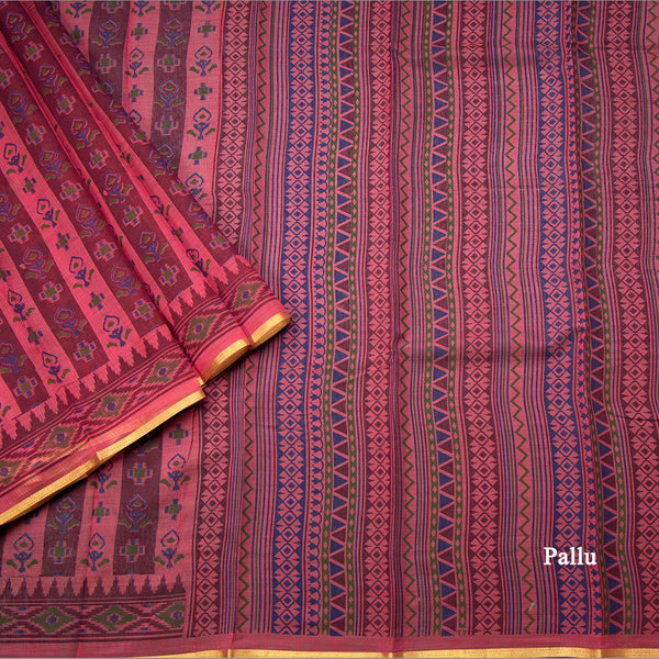 Chanderi Cotton Multi Colour Printed Saree