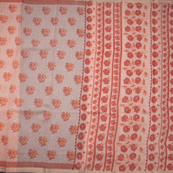 Chanderi Cotton Peach Printed Saree 04