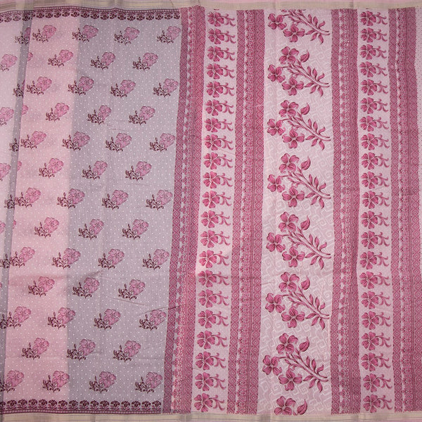Chanderi Cotton Light Pink Printed Saree