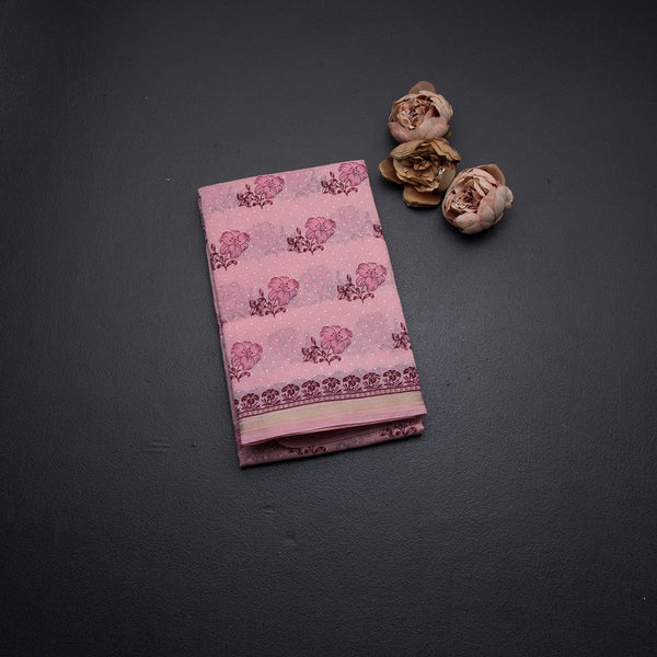 Chanderi Cotton Light Pink Printed Saree
