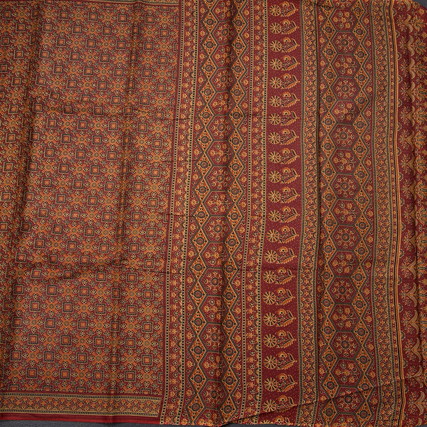 Chanderi Cotton Maroon Printed Saree 02